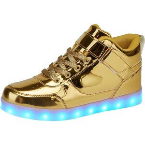 ⚡Unisex Gold High Top USB Charging Light Up Shoes Sports LED Dancing Sneakers